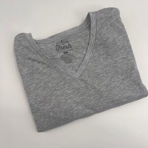 Fresh Clean Tees Mens Grey V Neck Short Sleeve T Shirt Size L